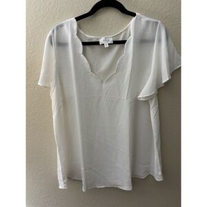 Perch By Blu Pepper White‎ 2x Blouse (A516)